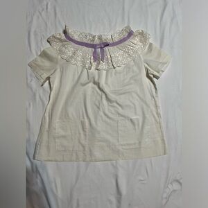 Vintage LANZ Original 50s peasant top blouse lace white prairie cottagecore